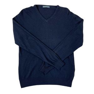 Prodotto Italiano V Neck Navy Sweater for Men